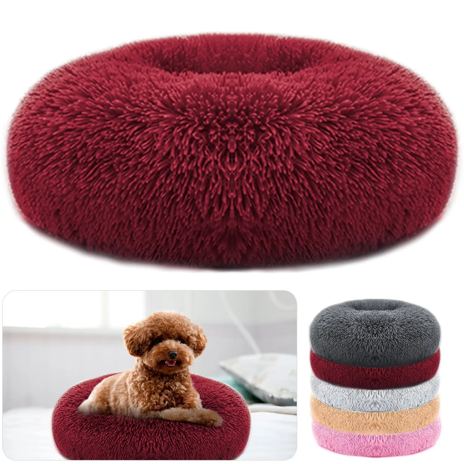 4d298bce-3a32-438d-b023-2dfd4bf0e068.jpg PurrNest™ Calming Donut Dog Bed — Anxiety Relief Plush Fleece Pet Bed for Dogs & Cats - Image 4