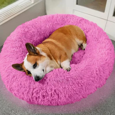 Home PurrNest™ Calming Donut Dog Bed — Anxiety Relief Plush Fleece Pet Bed for Dogs & Cats