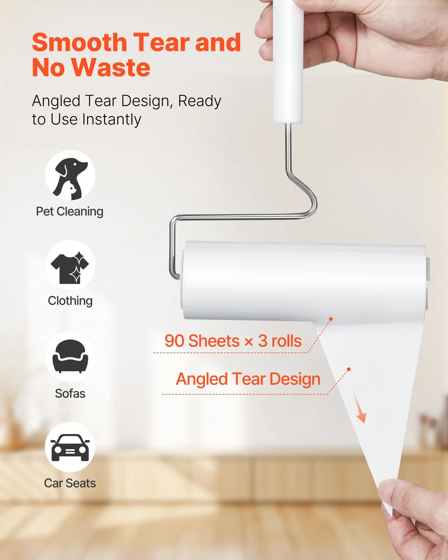 f35aa4ab-8f3b-4b3f-91dc-7a4e96c61e3d.jpg PurrClean™ Extra-Sticky Pet Hair Lint Roller 3-Pack — 270 Sheets for Dogs & Cats - Image 5